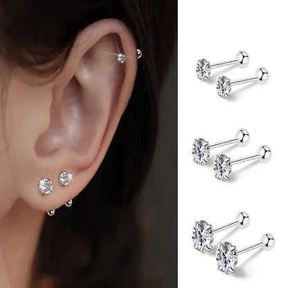 LumiTrio™ Classic Stud Earrings – 3 Pairs Stainless Steel & Zirconia