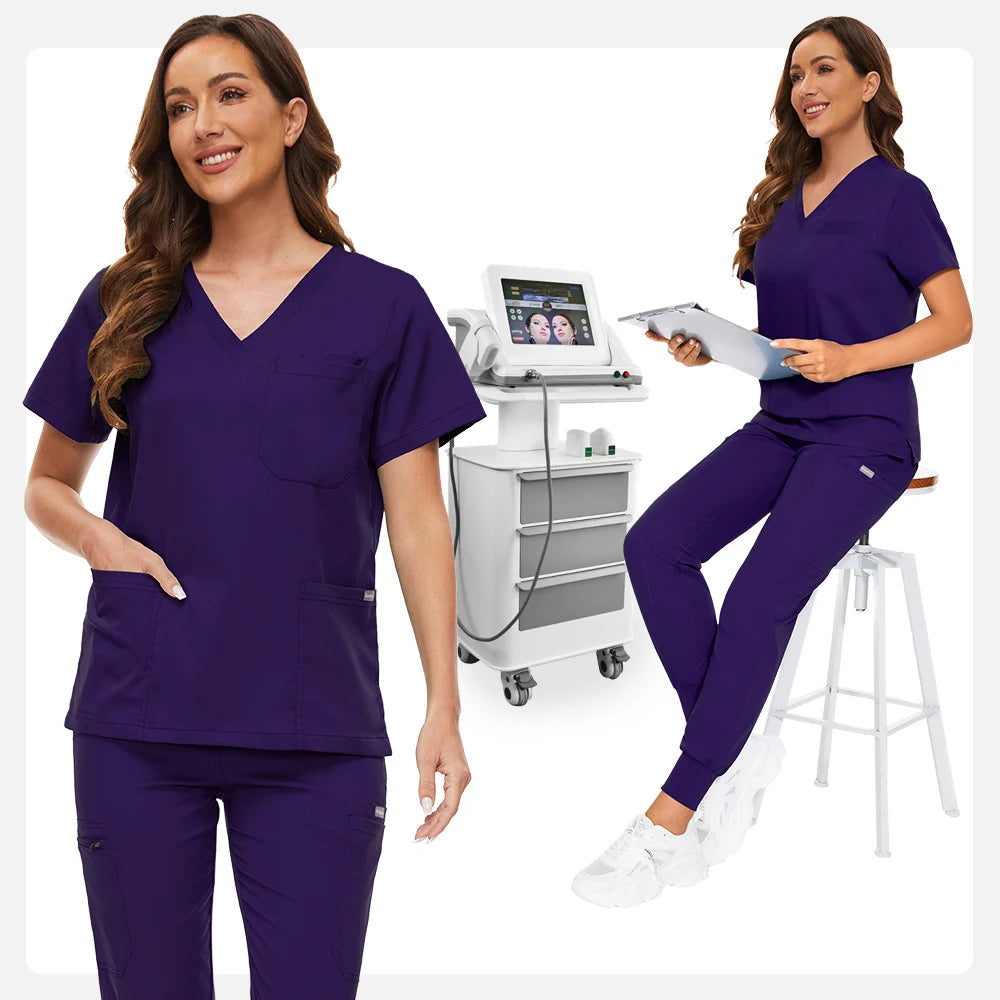 ComfortLab Women’s Jogger Scrub Set – Stretch Medical Uniform | Nursing & Spa Workwear Top + Pants