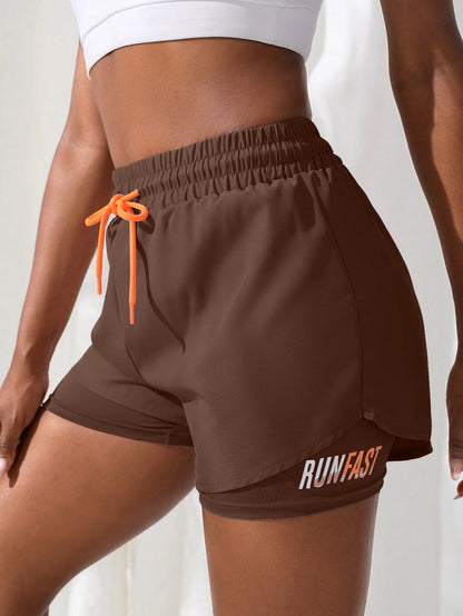 MoveFit Dual-Layer Yoga Shorts for Women – High Rise Elastic Training Pants