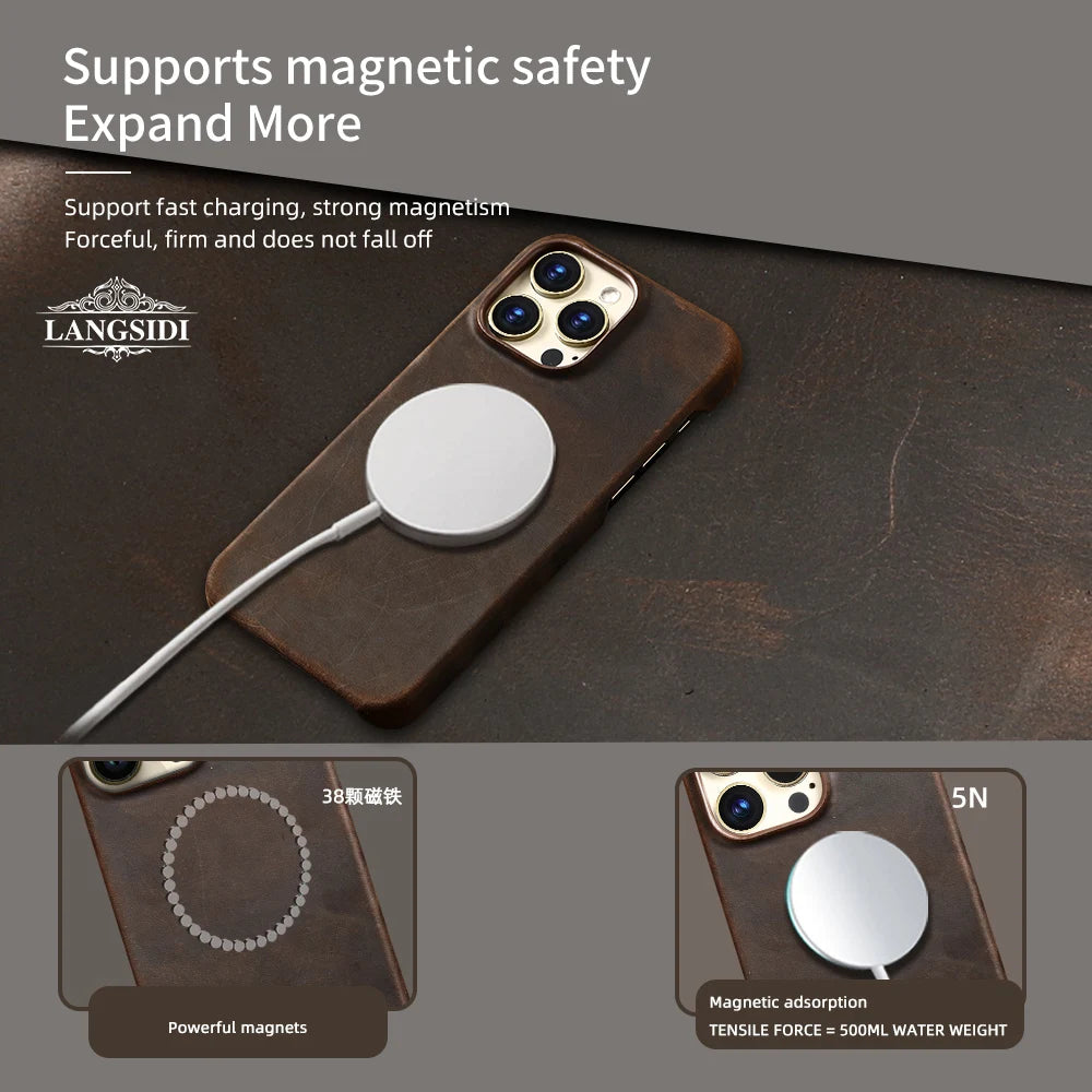 MagLux™ Retro Pull-Up Geniune Leather Case for iPhone 15/16 Series