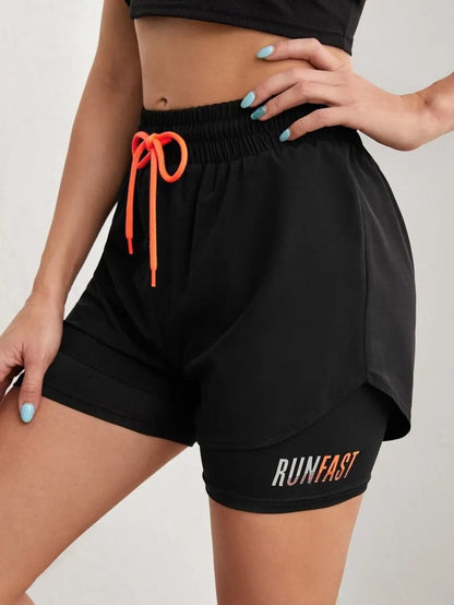 MoveFit Dual-Layer Yoga Shorts for Women – High Rise Elastic Training Pants