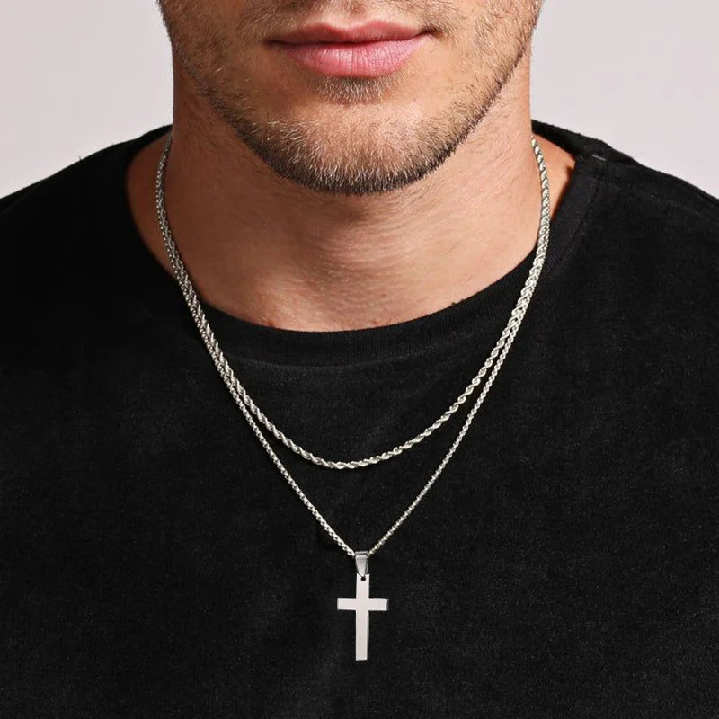 IronFaith™ Stainless Cross Necklace Anti-allergy. Waterproof. Built to last.