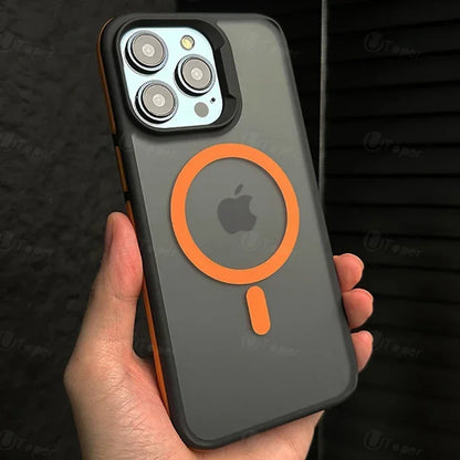 SnapGuard Frosted Magnetic iPhone Case – Shockproof Bicolor Hard Shell for Iphone