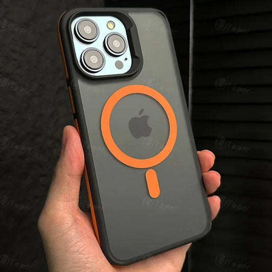 SnapGuard Frosted Magnetic iPhone Case – Shockproof Bicolor Hard Shell for Iphone