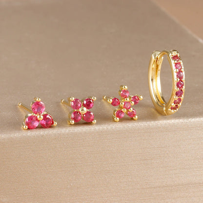 Aurora Bloom™ Earring Set – 4 PCS Stainless Steel 18 Gold
