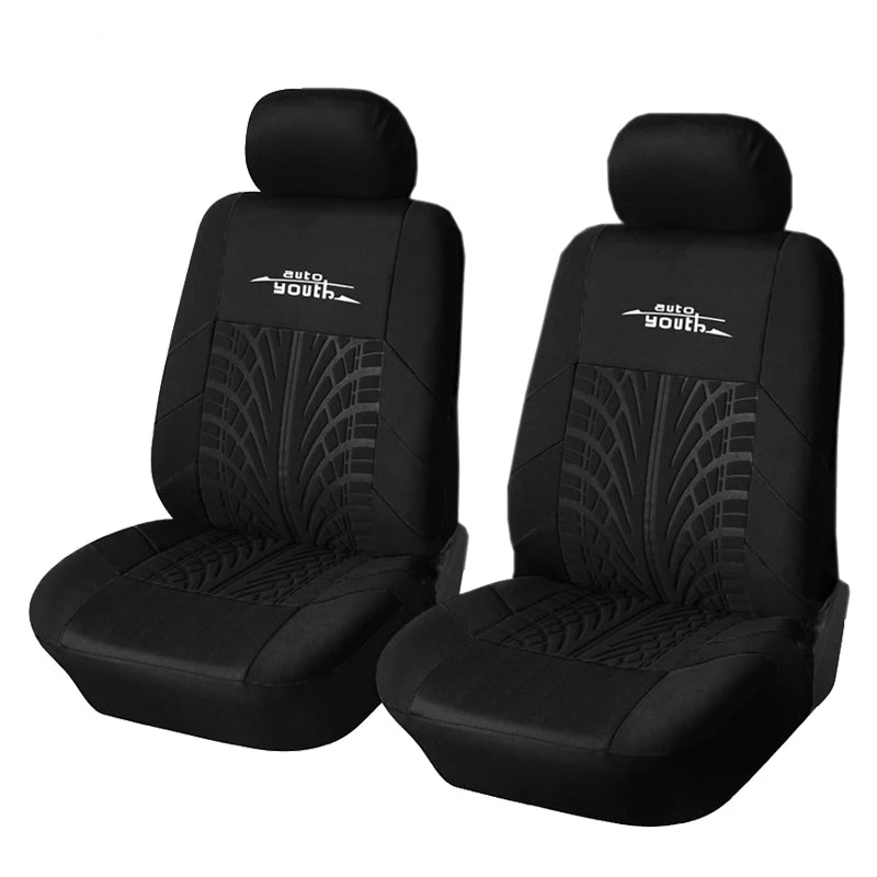 Universal Car Seat Protector Set – Stylish Embroidery & Tire Track Detail