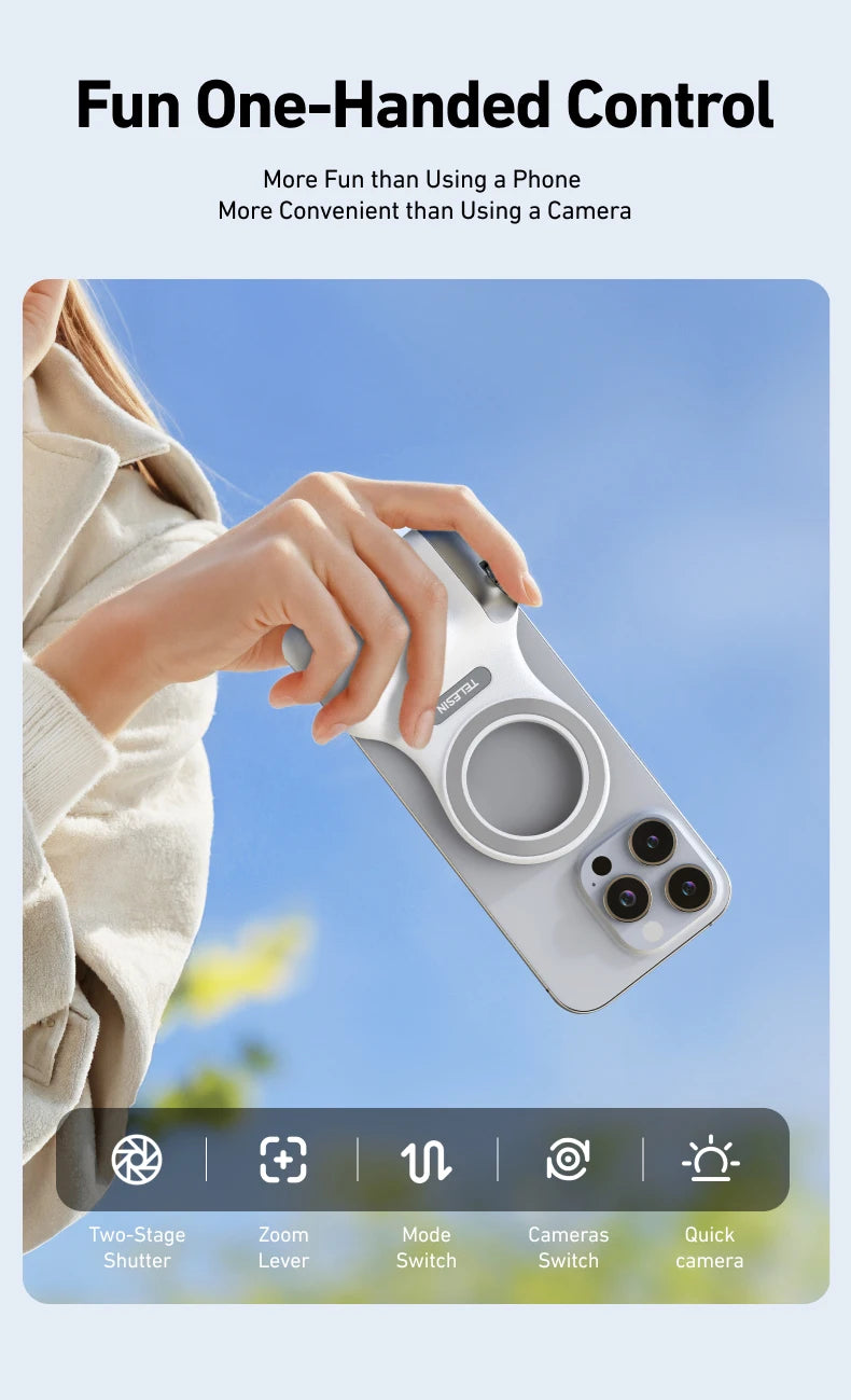 TELESIN™ Magnetic Smart Grip Handle – Shoot Like a Pro