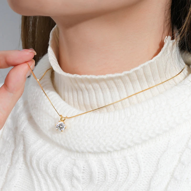 PureGlow™ 925 Silver Moissanite Necklace – Certified Gift Edition