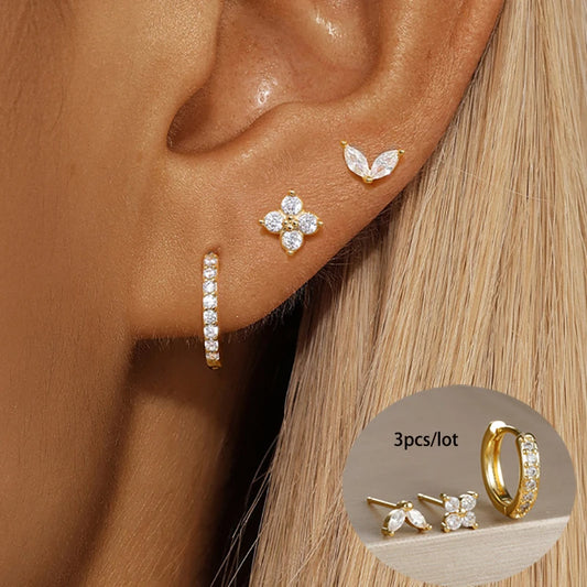 Aurora Bloom™ Earring Set 3PCS Stainless Steel Gold