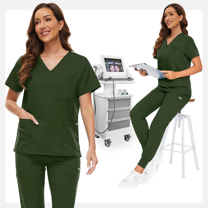 ComfortLab Women’s Jogger Scrub Set – Stretch Medical Uniform | Nursing & Spa Workwear Top + Pants