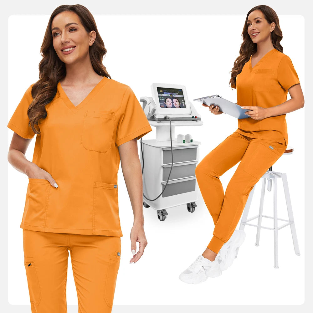 ComfortLab Women’s Jogger Scrub Set – Stretch Medical Uniform | Nursing & Spa Workwear Top + Pants