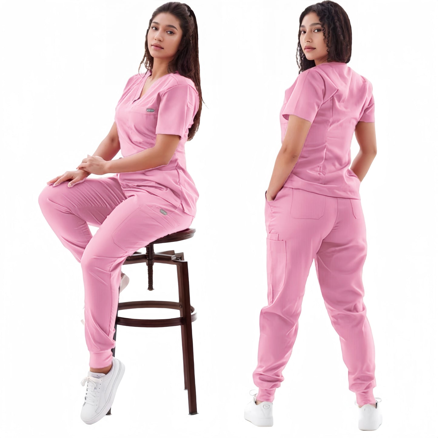 Premium Nursing Scrubs Jogger Set – Short Sleeve V-Neck Top + Pants ( woman's)