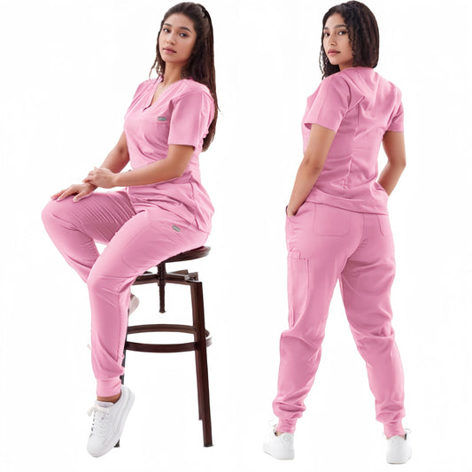 Premium Nursing Scrubs Jogger Set – Short Sleeve V-Neck Top + Pants ( woman's)