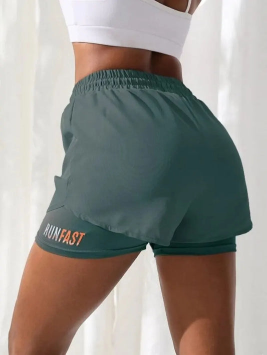 MoveFit Dual-Layer Yoga Shorts for Women – High Rise Elastic Training Pants