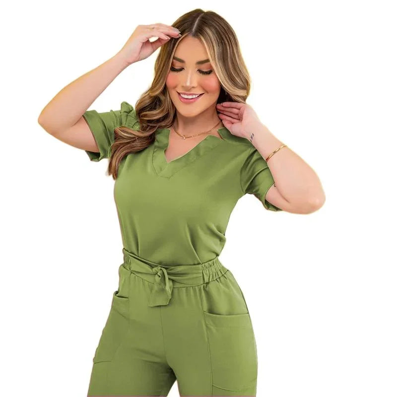 Hot Women’s Surgical Nursing Scrub Set – Medical Uniform Top & Pants