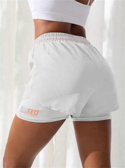 MoveFit Dual-Layer Yoga Shorts for Women – High Rise Elastic Training Pants