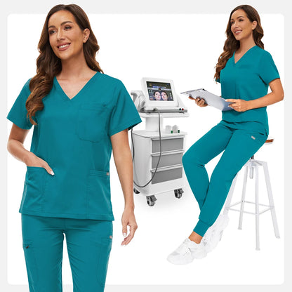 ComfortLab Women’s Jogger Scrub Set – Stretch Medical Uniform | Nursing & Spa Workwear Top + Pants
