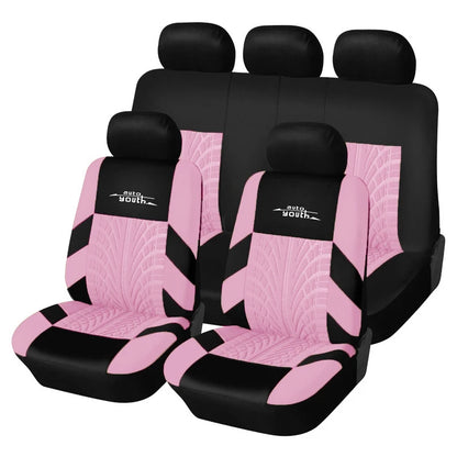 Universal Car Seat Protector Set – Stylish Embroidery & Tire Track Detail