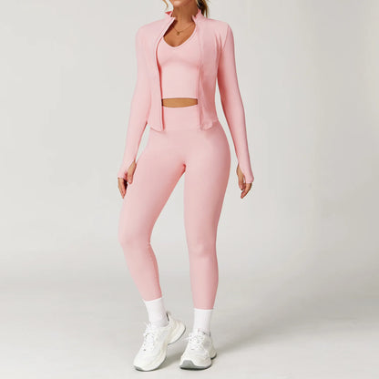 FlexAura™ Seamless Yoga Set - 2/3 PCS Bra, Leggins and Jacket set