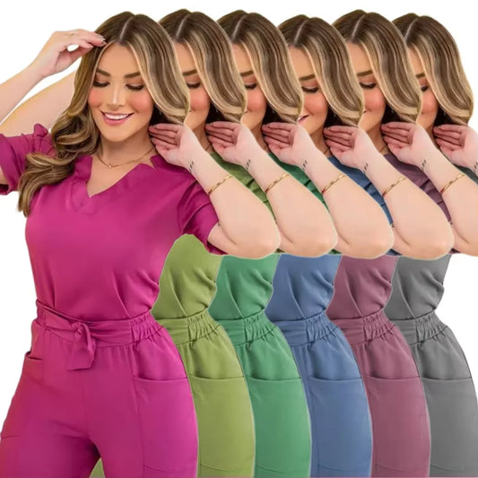 Hot Women’s Surgical Nursing Scrub Set – Medical Uniform Top & Pants