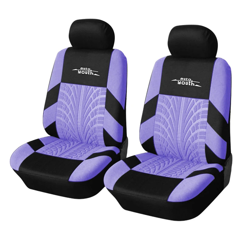 Universal Car Seat Protector Set – Stylish Embroidery & Tire Track Detail