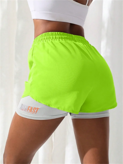 MoveFit Dual-Layer Yoga Shorts for Women – High Rise Elastic Training Pants
