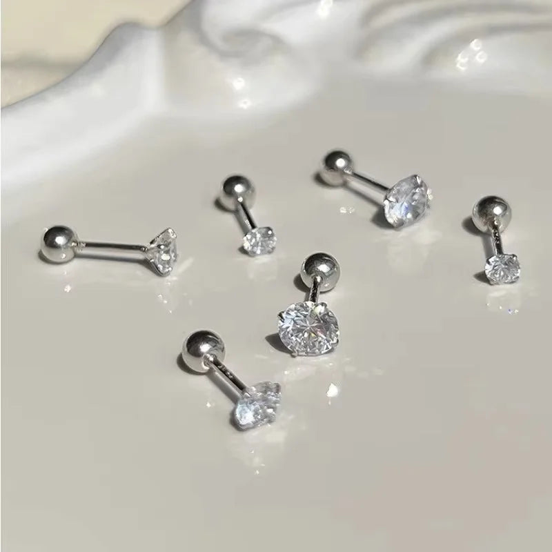 LumiTrio™ Classic Stud Earrings – 3 Pairs Stainless Steel & Zirconia