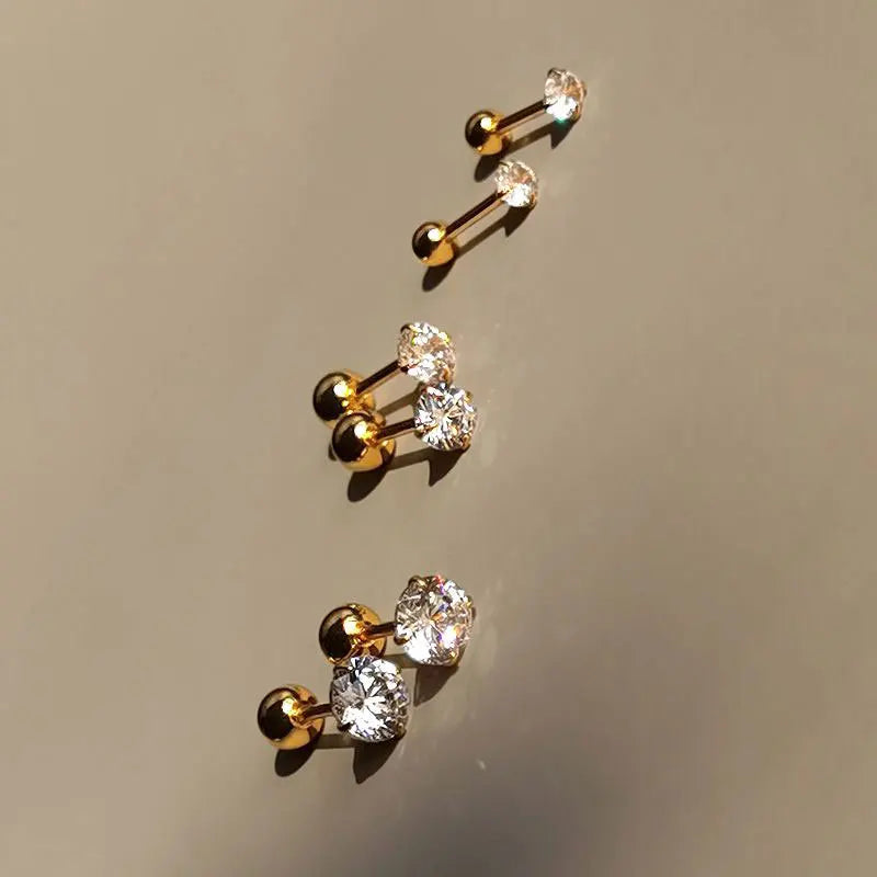 LumiTrio™ Classic Stud Earrings – 3 Pairs Stainless Steel & Zirconia
