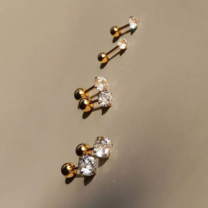 LumiTrio™ Classic Stud Earrings – 3 Pairs Stainless Steel & Zirconia