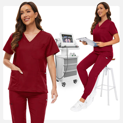 ComfortLab Women’s Jogger Scrub Set – Stretch Medical Uniform | Nursing & Spa Workwear Top + Pants