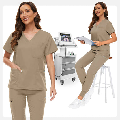 ComfortLab Women’s Jogger Scrub Set – Stretch Medical Uniform | Nursing & Spa Workwear Top + Pants