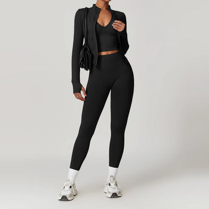 FlexAura™ Seamless Yoga Set - 2/3 PCS Bra, Leggins and Jacket set