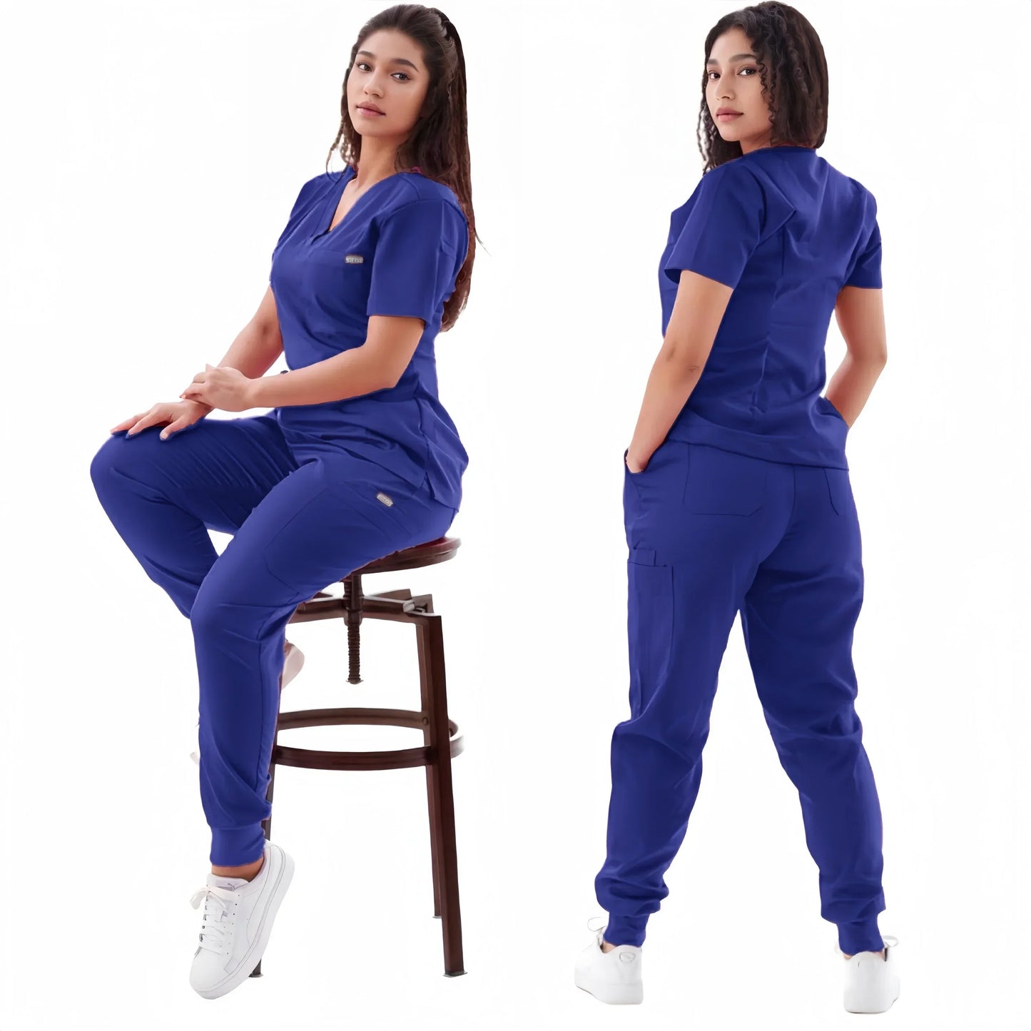 Premium Nursing Scrubs Jogger Set – Short Sleeve V-Neck Top + Pants ( woman's)