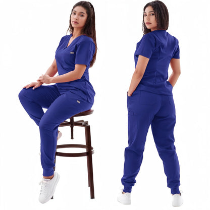 Premium Nursing Scrubs Jogger Set – Short Sleeve V-Neck Top + Pants ( woman's)
