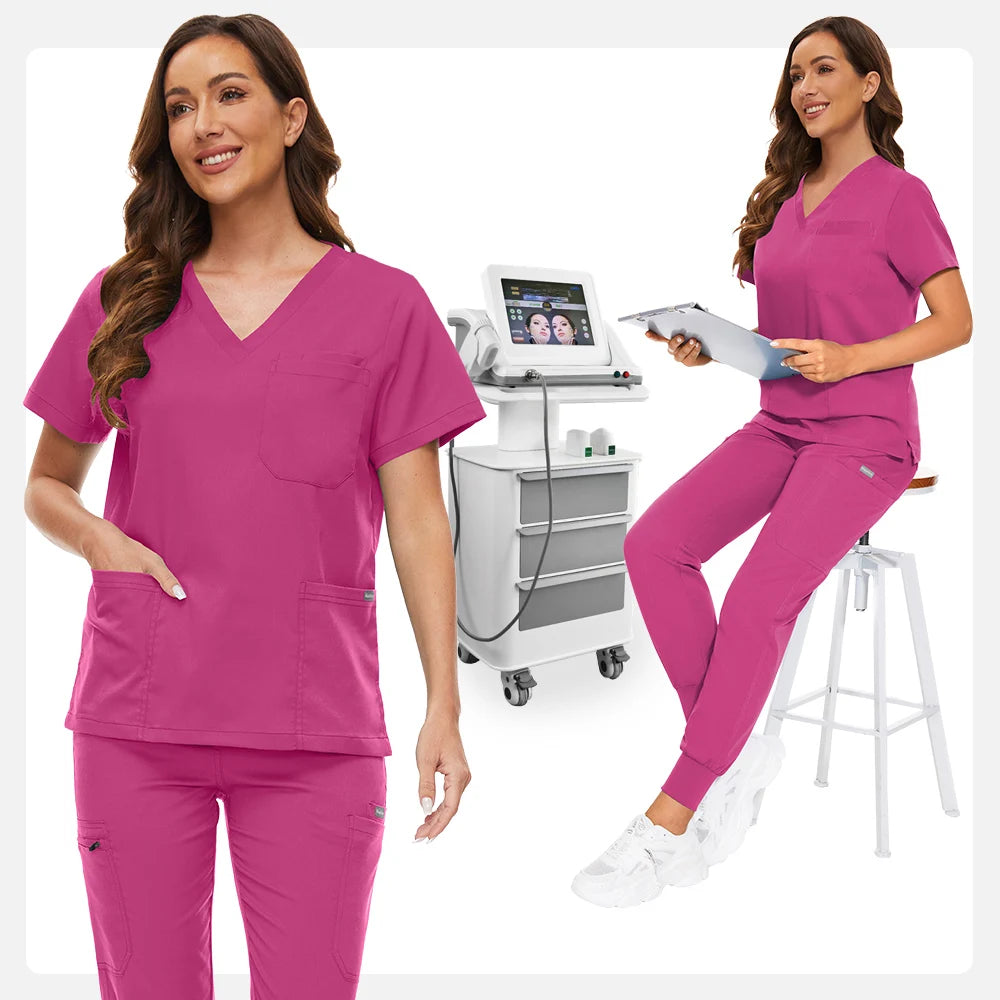 ComfortLab Women’s Jogger Scrub Set – Stretch Medical Uniform | Nursing & Spa Workwear Top + Pants