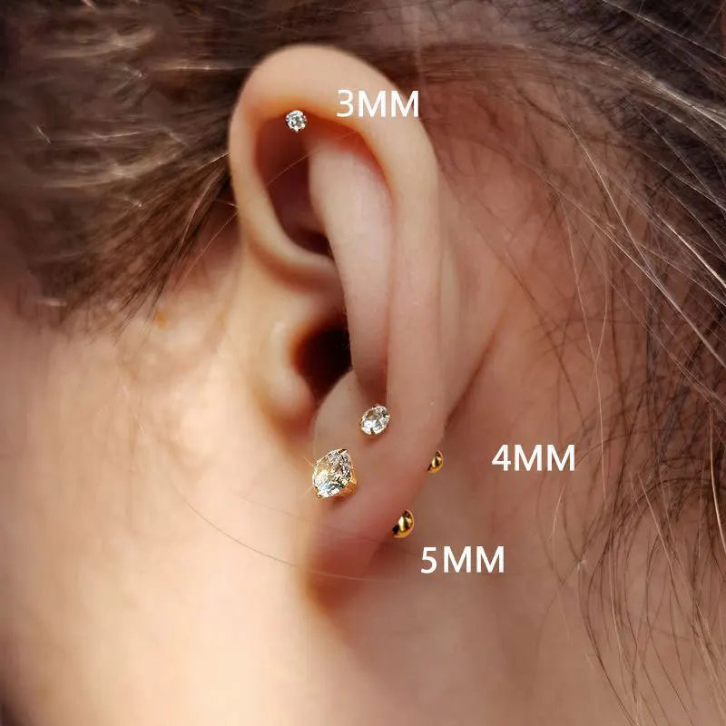 LumiTrio™ Classic Stud Earrings – 3 Pairs Stainless Steel & Zirconia