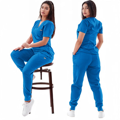 Premium Nursing Scrubs Jogger Set – Short Sleeve V-Neck Top + Pants ( woman's)