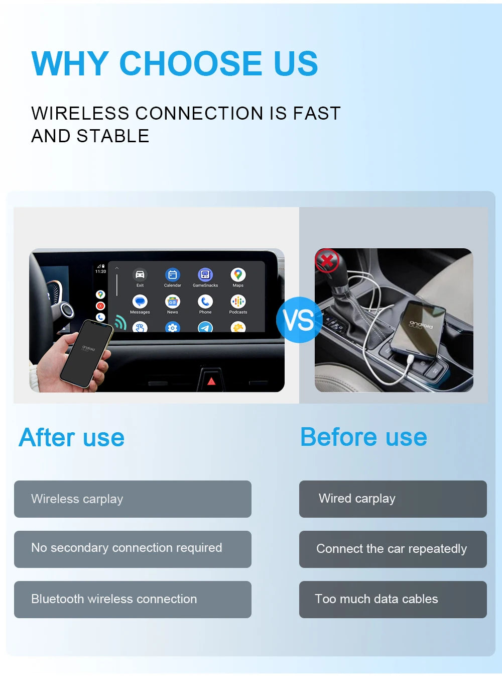 NavMate™ Smart Car Adapter – Convert Wired CarPlay & Android Auto to Wireless Instantly