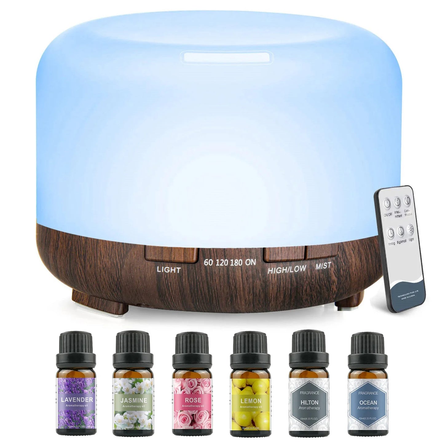 Humidifier + Aroma Diffuser with Remote Control, 5V 2A ( Essential Oil Aroma optional )