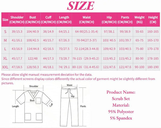Hot Women’s Surgical Nursing Scrub Set – Medical Uniform Top & Pants