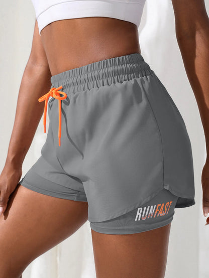MoveFit Dual-Layer Yoga Shorts for Women – High Rise Elastic Training Pants