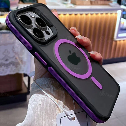 SnapGuard Frosted Magnetic iPhone Case – Shockproof Bicolor Hard Shell for Iphone