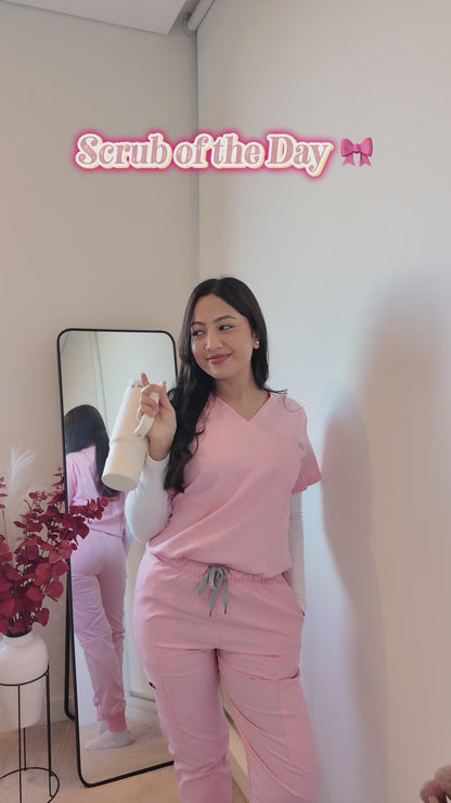 Premium Women’s Nursing Scrubs Jogger Set – Short Sleeve V-Neck Top & Stretch Pants